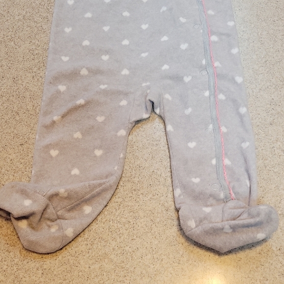 Carter's Gray with Hearts "Little Sister Button Up Footie - Picture 7 of 7